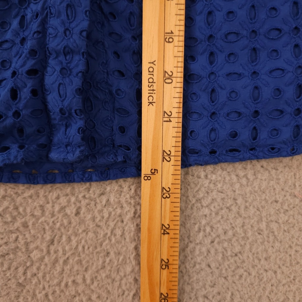 Lauren Ralph Lauren Shirt Womens Large Blue Eyelet Off The Shoulder Button Top - Picture 7 of 12